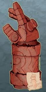 Representación de la mano y antebrazo derechos del espécimen.
